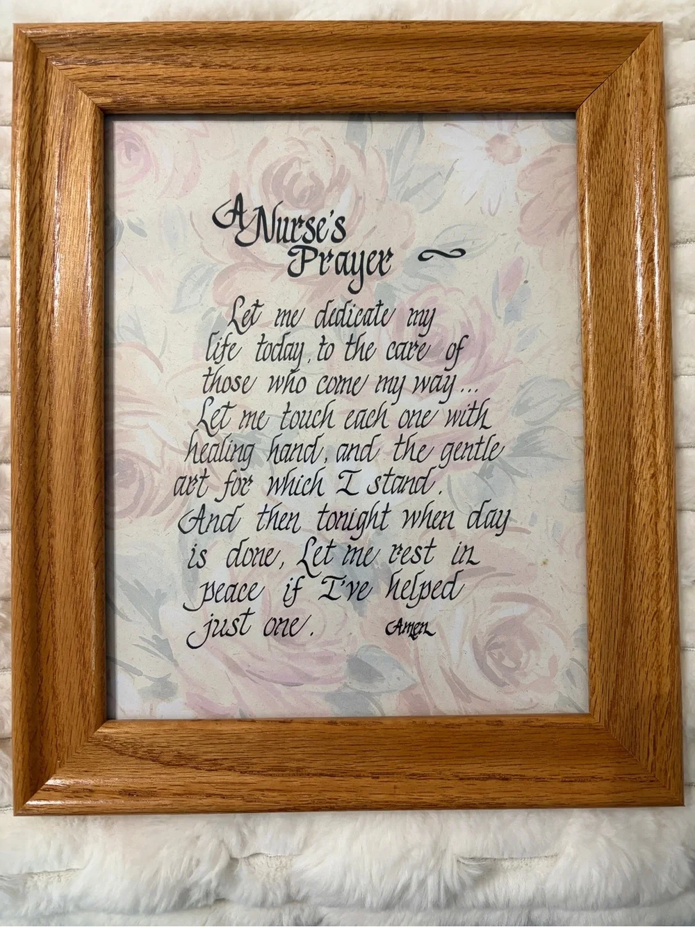 Framed 'A Nurse's Prayer' Wall Art in Oak-Tone Wood Frame